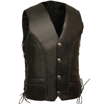 New Buffalo Leather Waistcoat For Men - bombersflight