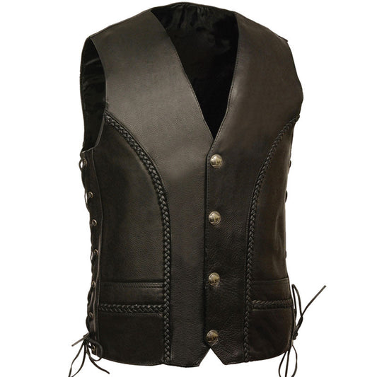 New Buffalo Leather Waistcoat For Men - bombersflight