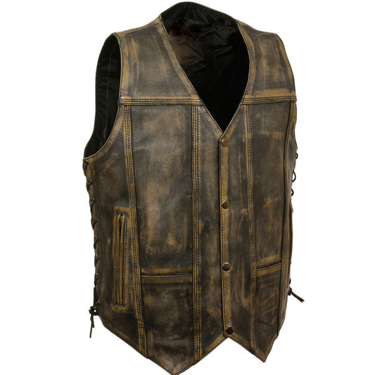 Brown leather vest on a white background
