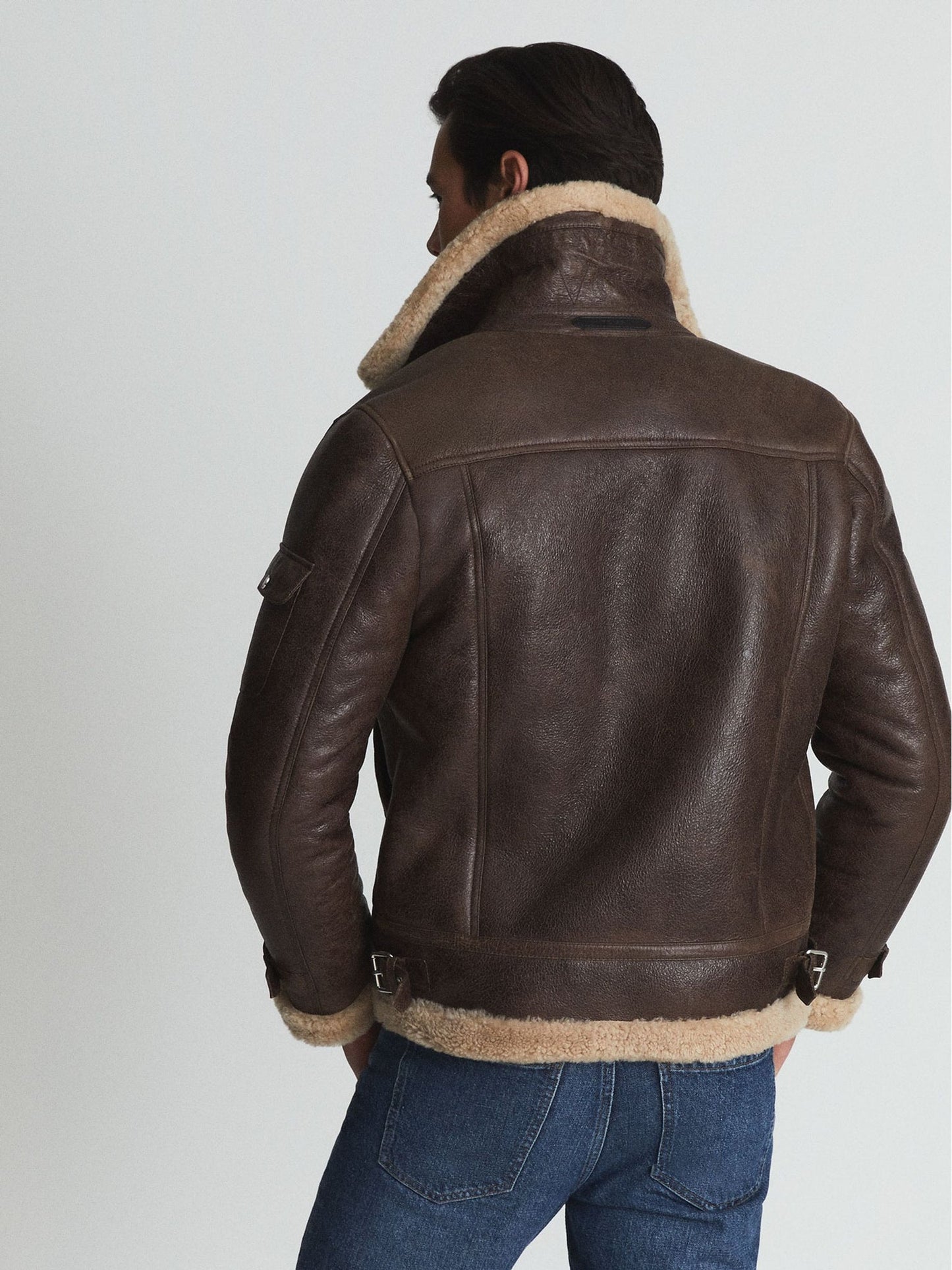 Brown Aviator Shearling Leather Jacket - bombersflight