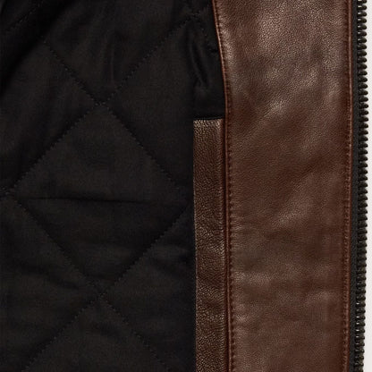 Brown Cafe Racer Leather Moto Jacket