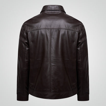 Men's Brown Cowhide Field Leather Jacket