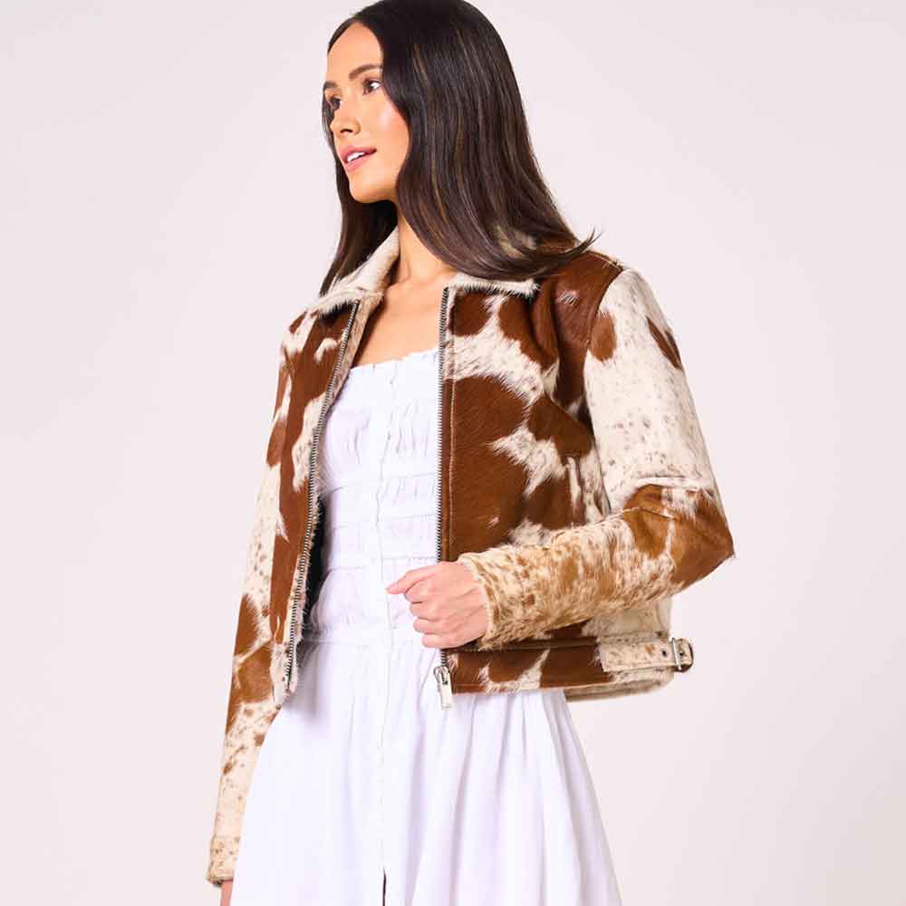 cowhide print jacket