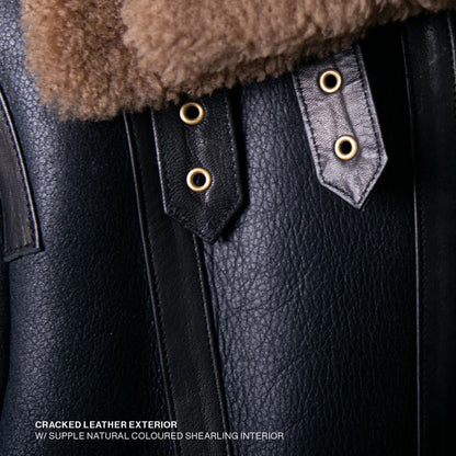 Double Collar Sheepskin Leather B3 Bomber Jacket