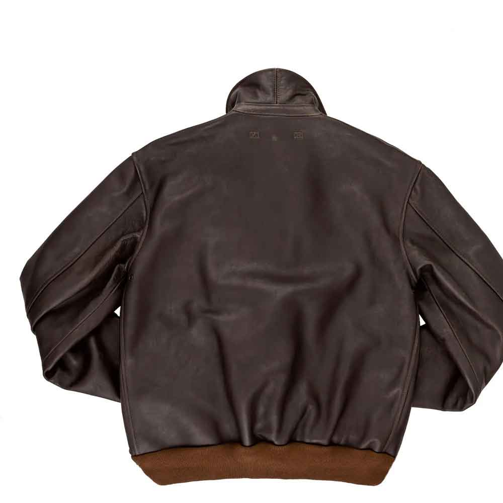 Brown leather jacket on a white background