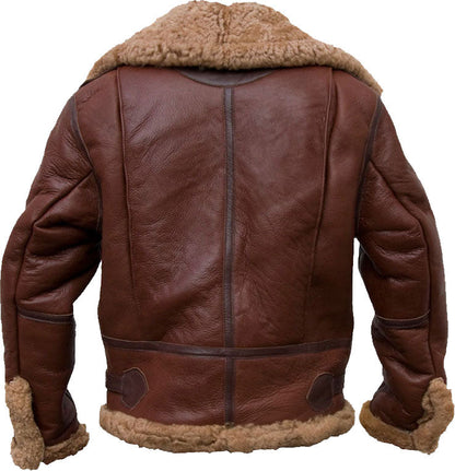 Men's High Quality Pilot Shearling Bomber Leather Jacket With Fur - bombersflight