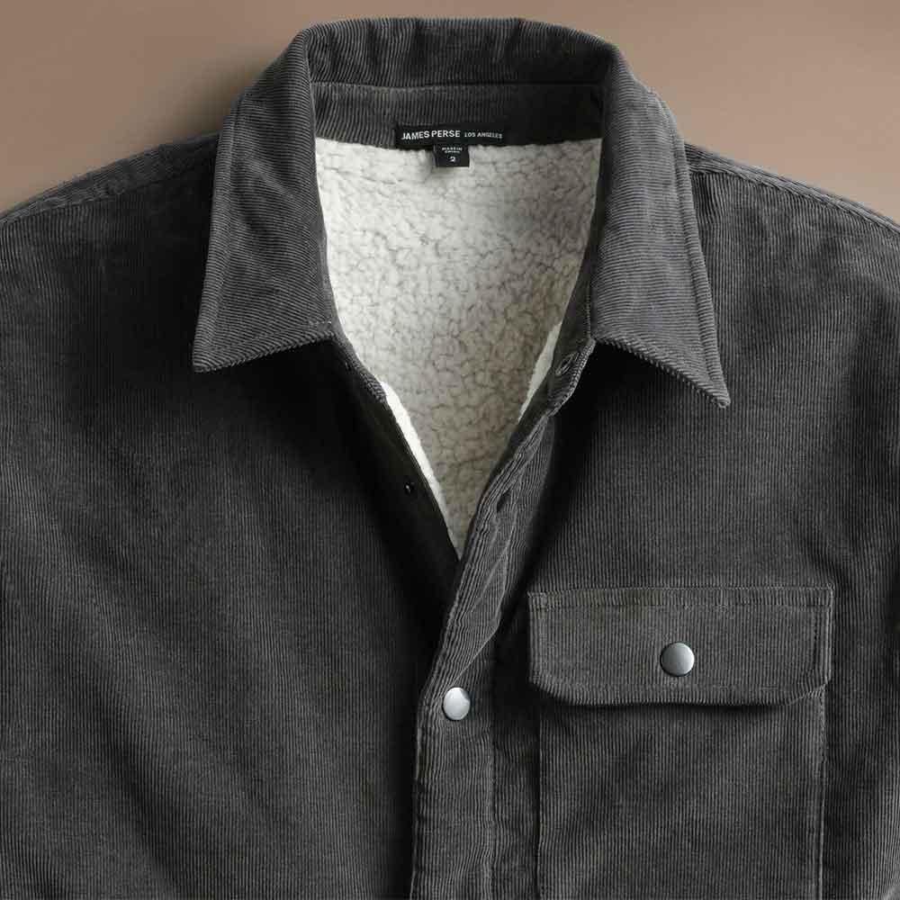 Lined Corduroy Jacket in Charcoal Grey