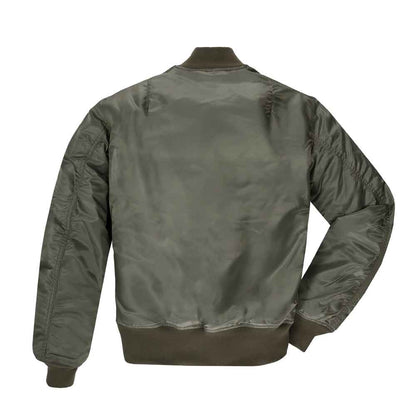 Green bomber jacket on a white background