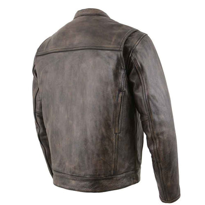 Brown leather jacket on a white background