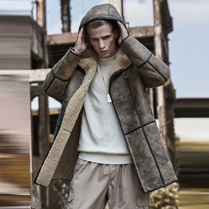 Men's Shearling Leather Jacket Coat Sheepskin Flying Fur Shearling Jacket Coat - bombersflight