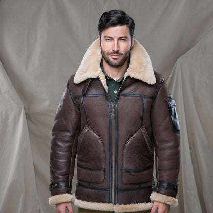 B3 bomber Sheepskin Shearling Long Coat