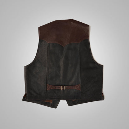 Mens Waistcoat Multi Color Brown Buffalo Leather Vest - bombersflight