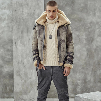 New 2025 RAF Double Collar Waxed RAF Flying Sheepskin Shearling Jacket Coat - bombersflight