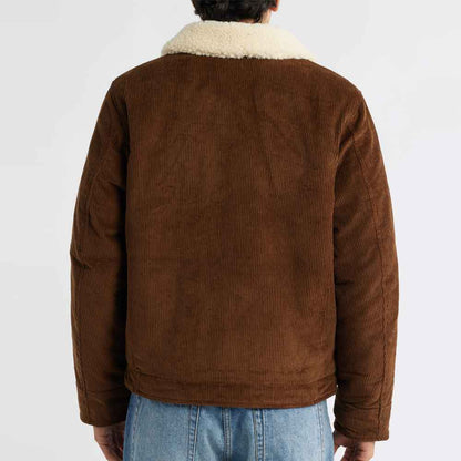 Sherpa Lined Corduroy Jacket In Brown