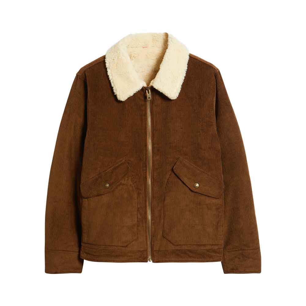 Sherpa Lined Corduroy Jacket In Brown