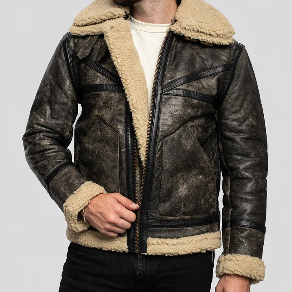 Men's Vintage Shearling UK Aviator Leather Jacket