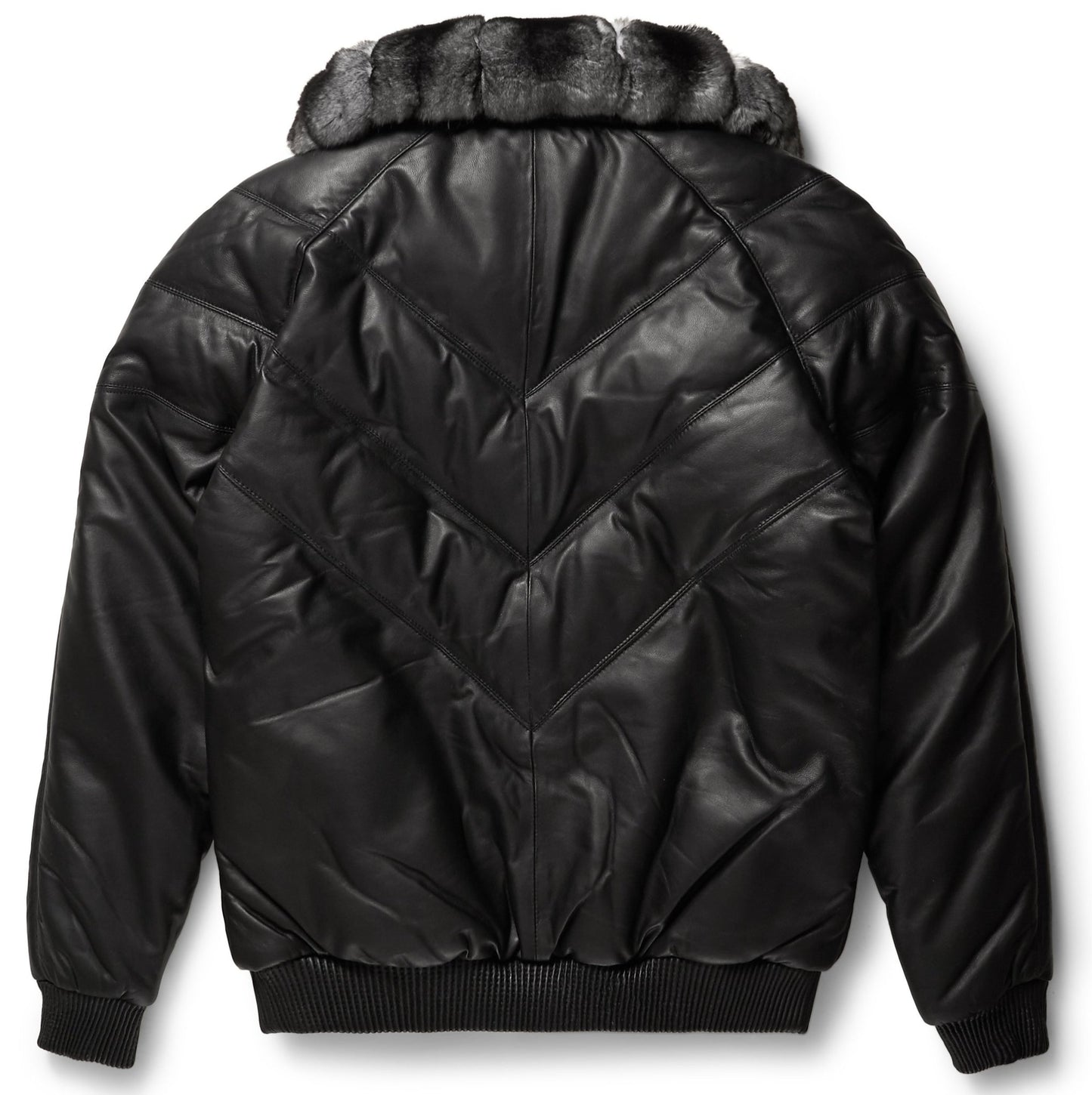 Black Genuine Soft Leather V-Bomber Jacket - bombersflight