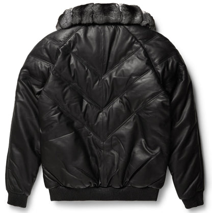 Black Genuine Soft Leather V-Bomber Jacket - bombersflight