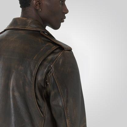Vintage Distressed Moto Leather Motorcycle Jacket