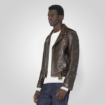 Vintage Distressed Moto Leather Jacket