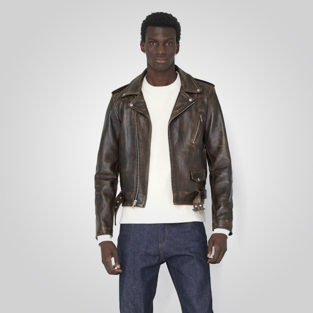 Vintage Distressed Moto Motorcycle Jacket