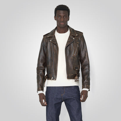 Vintage Distressed Moto Motorcycle Jacket