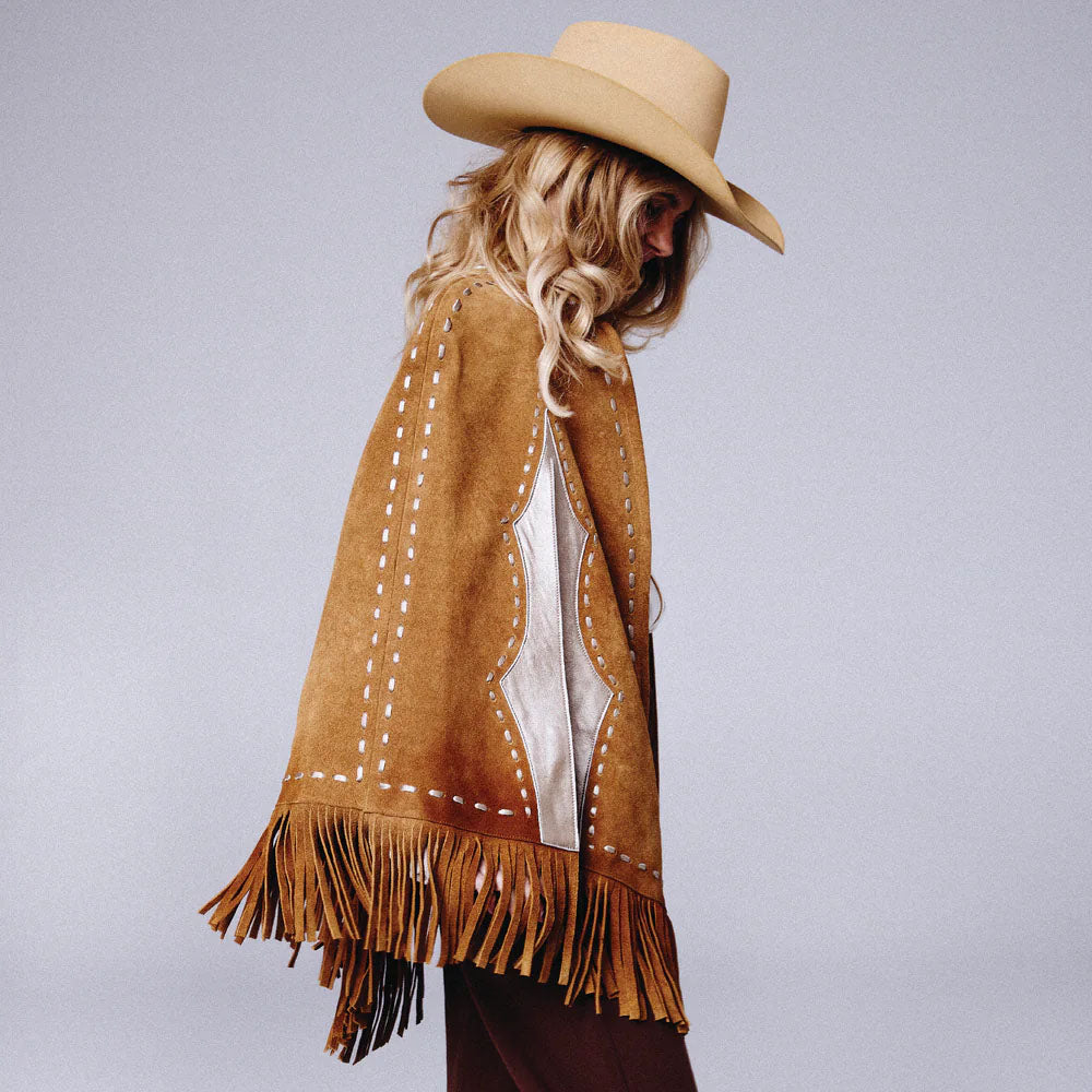 Western Suede Cape For Women