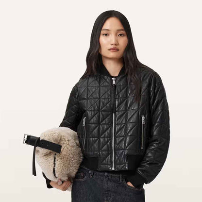 Winter Quilted Jacket In Black Leather