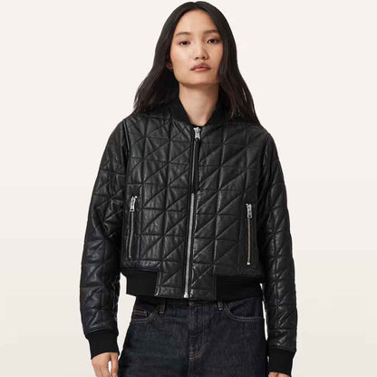 Winter Quilted Jacket In Black Leather
