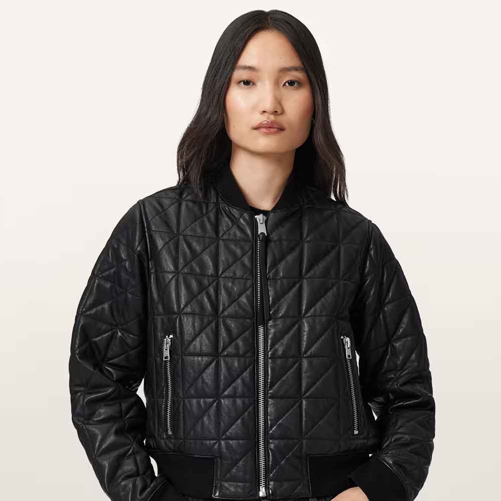 Winter Quilted Jacket In Black Leather