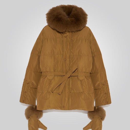 Women's Brown Parka Down Jacket