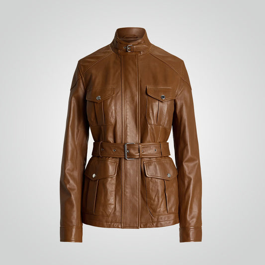 Women's UK Brown Biker Jacket