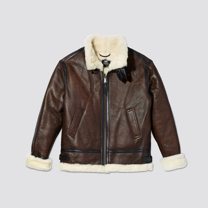 Men's Warm Shearling Leather Jacket B3 Flight Style Leather Jacket - bombersflight