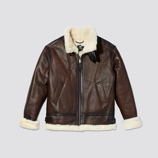 Men's Warm Shearling Leather Jacket B3 Flight Style Leather Jacket - bombersflight