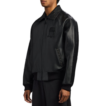 Avirex Black Iconic Studded Leather Jacket