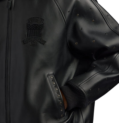 Avirex Black Iconic Studded Leather Jacket