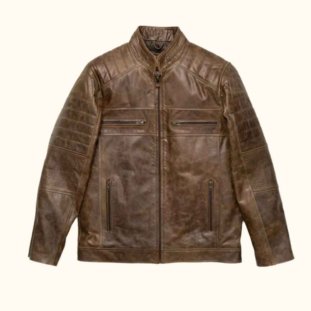 Brown Leather Moto Jacket