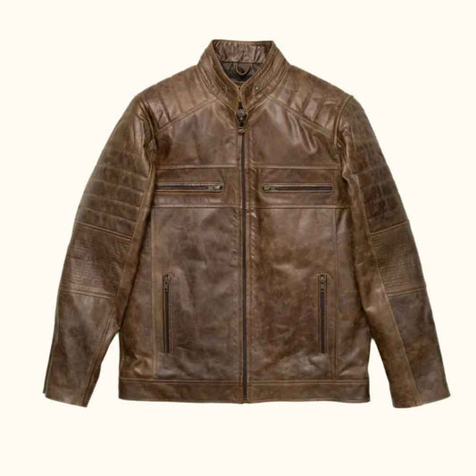 Brown Leather Moto Jacket