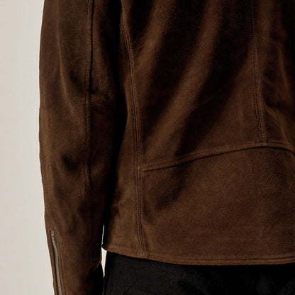 closeup view of suede jacket