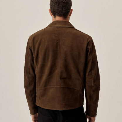 back view of suede jacket for men