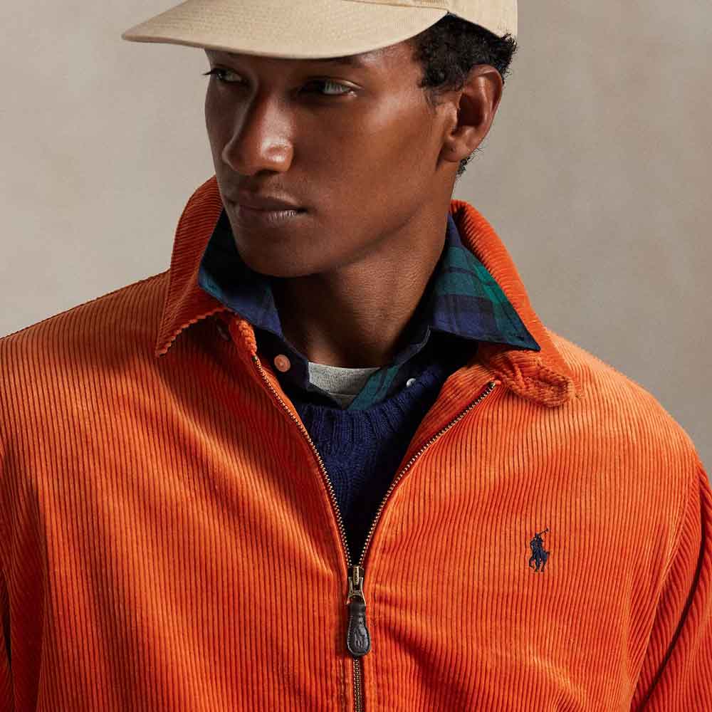 Burnt Orange Corduroy Jacket For Men