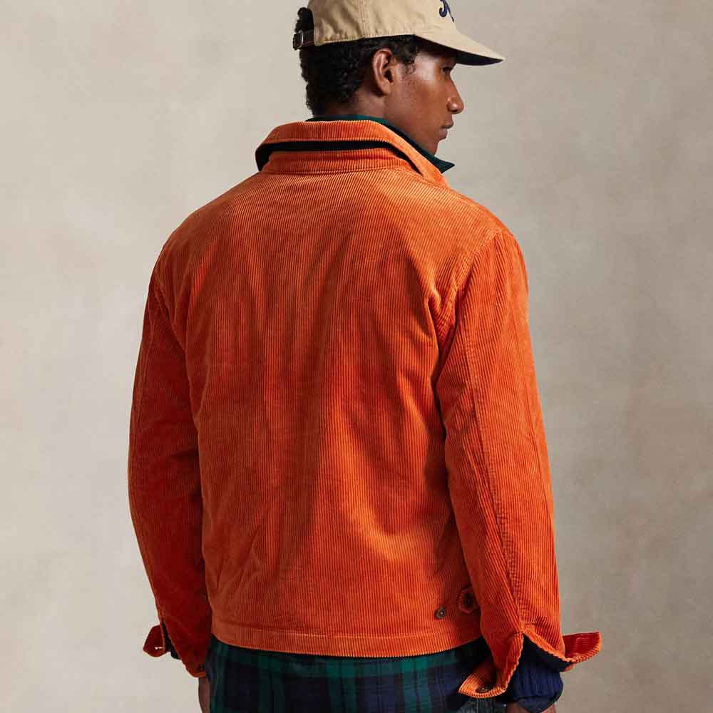 Burnt Orange Corduroy Jacket For Men