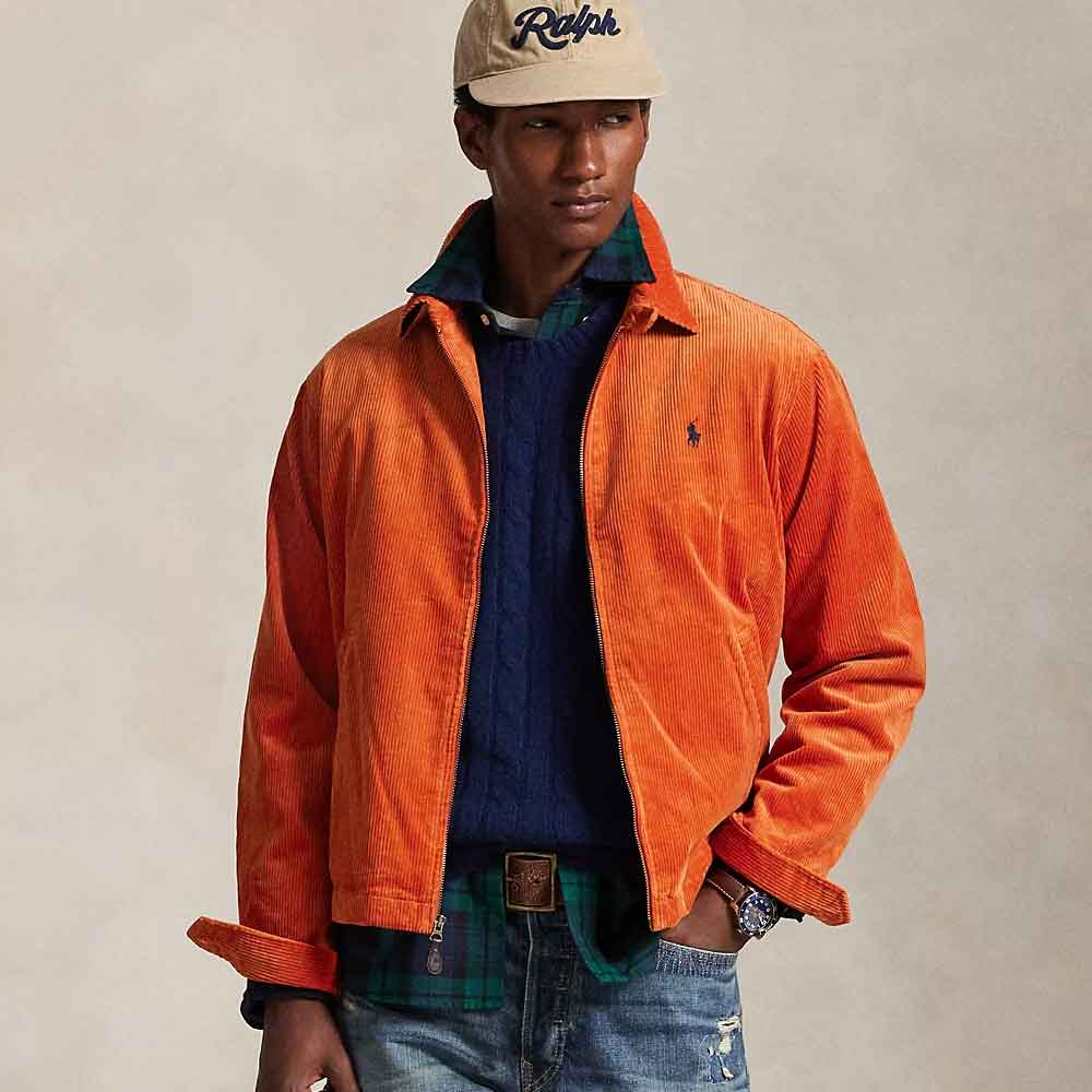 Burnt Orange Corduroy Jacket For Men