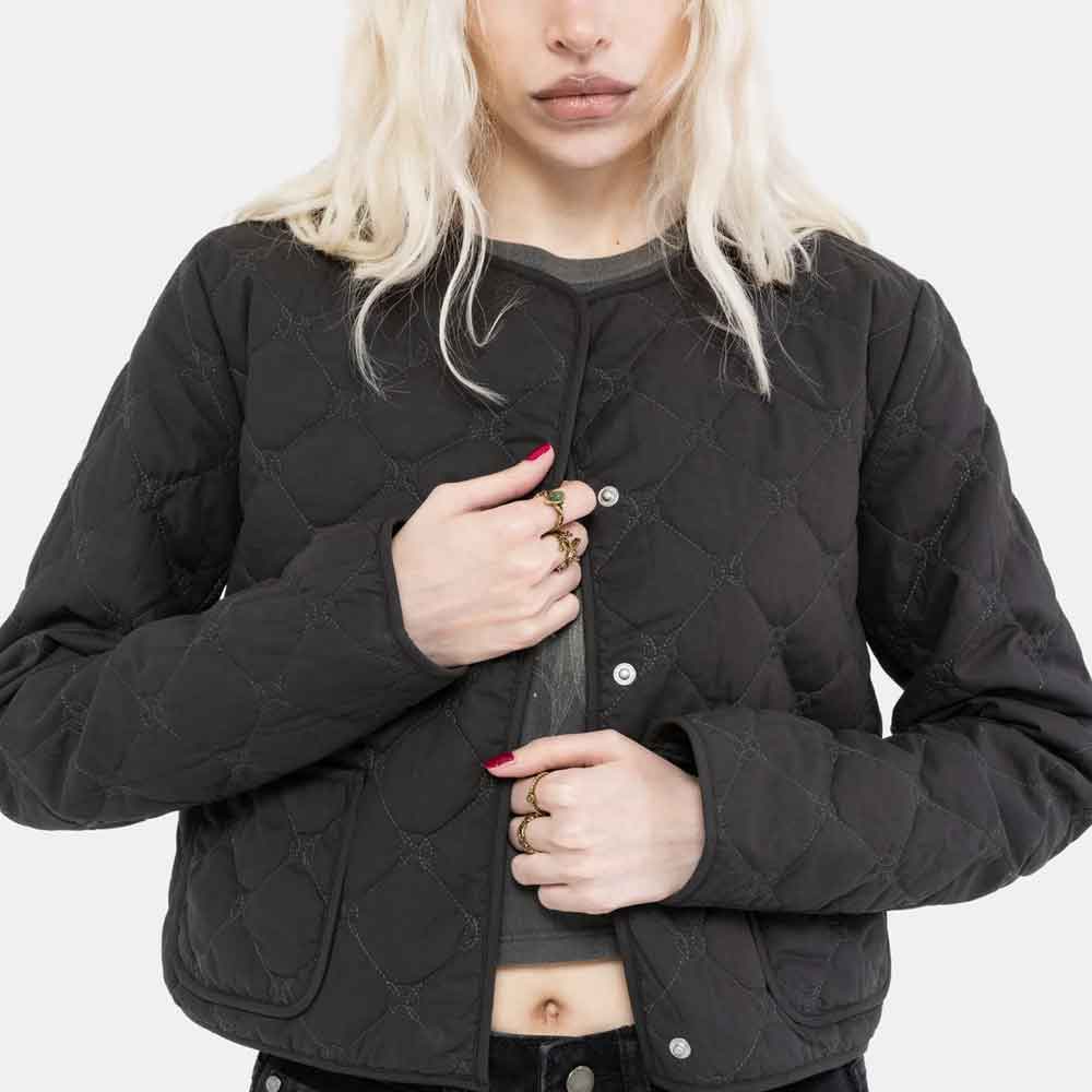 Cotton Quilted Jacket Womens in Black Colour