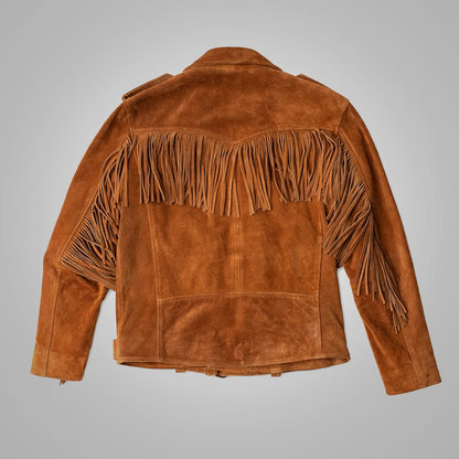 back view of suede cowboy jacket