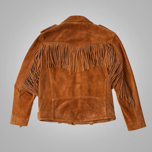 back view of suede cowboy jacket