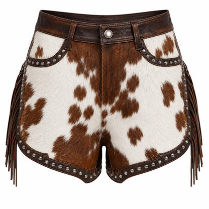 cowhide leather shorts