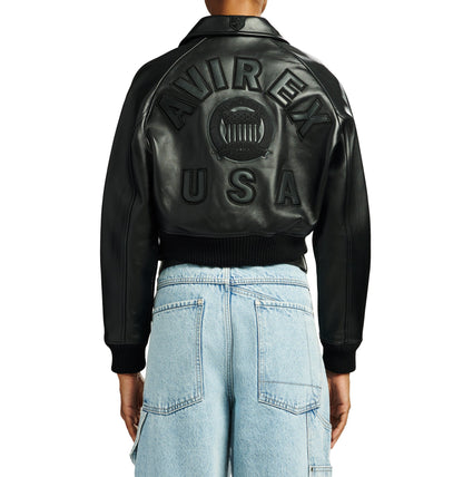 Wide ribbed cropped hem and lower leather panel