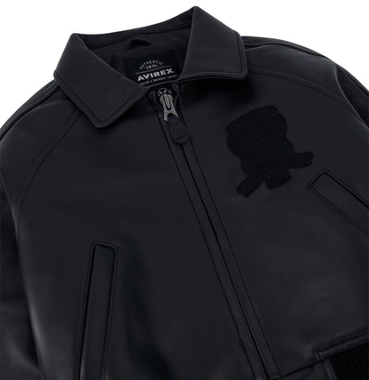 Black pointed leather collar and metallic front zipper