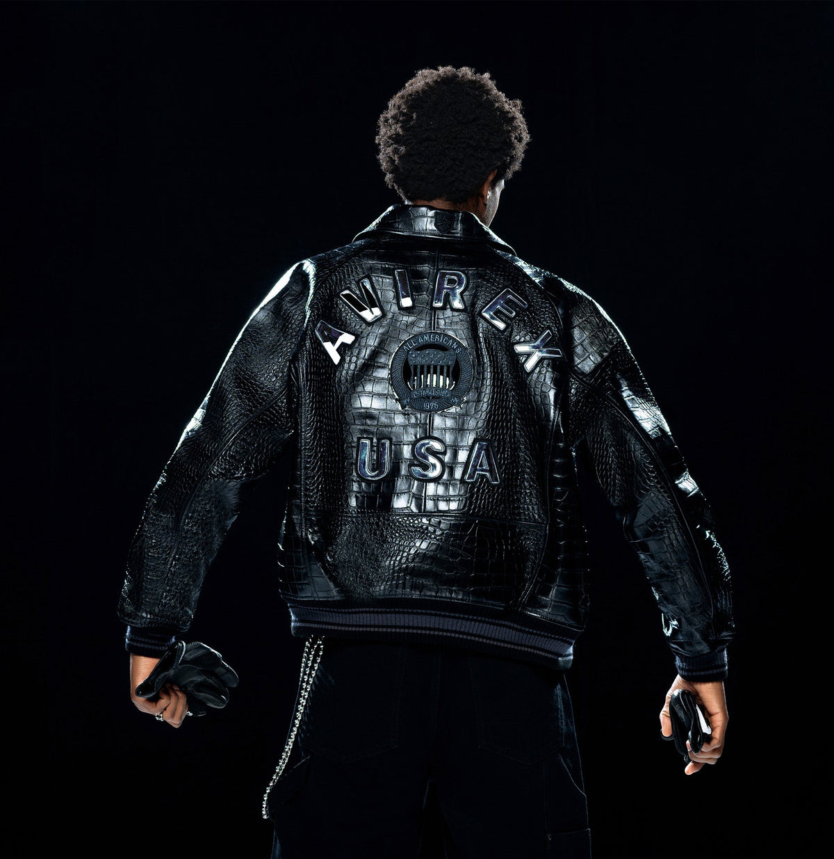 Authentic A crest patch at the back collar of Avirex jacket